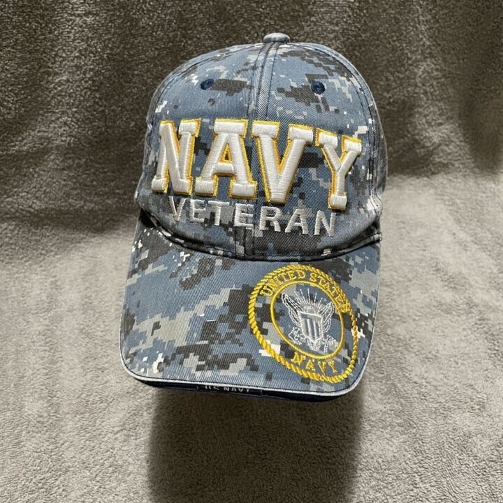 US Warriors US Navy Veteran Hat Digital Camo Blue Military Official Licensed Cap